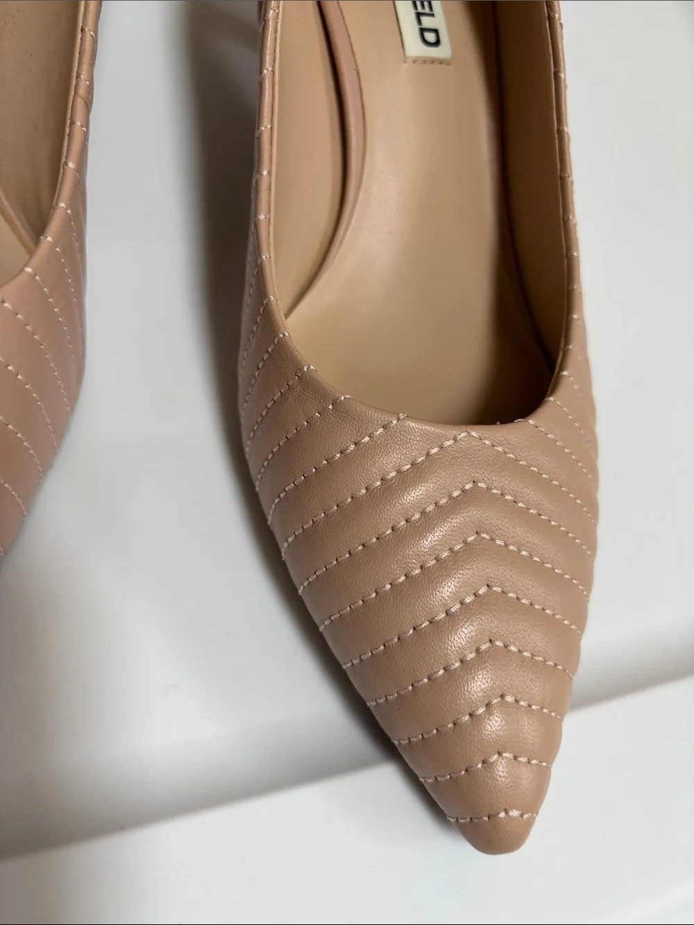 Karl Lagerfeld Blush Quilted Pointed-Toe Flats